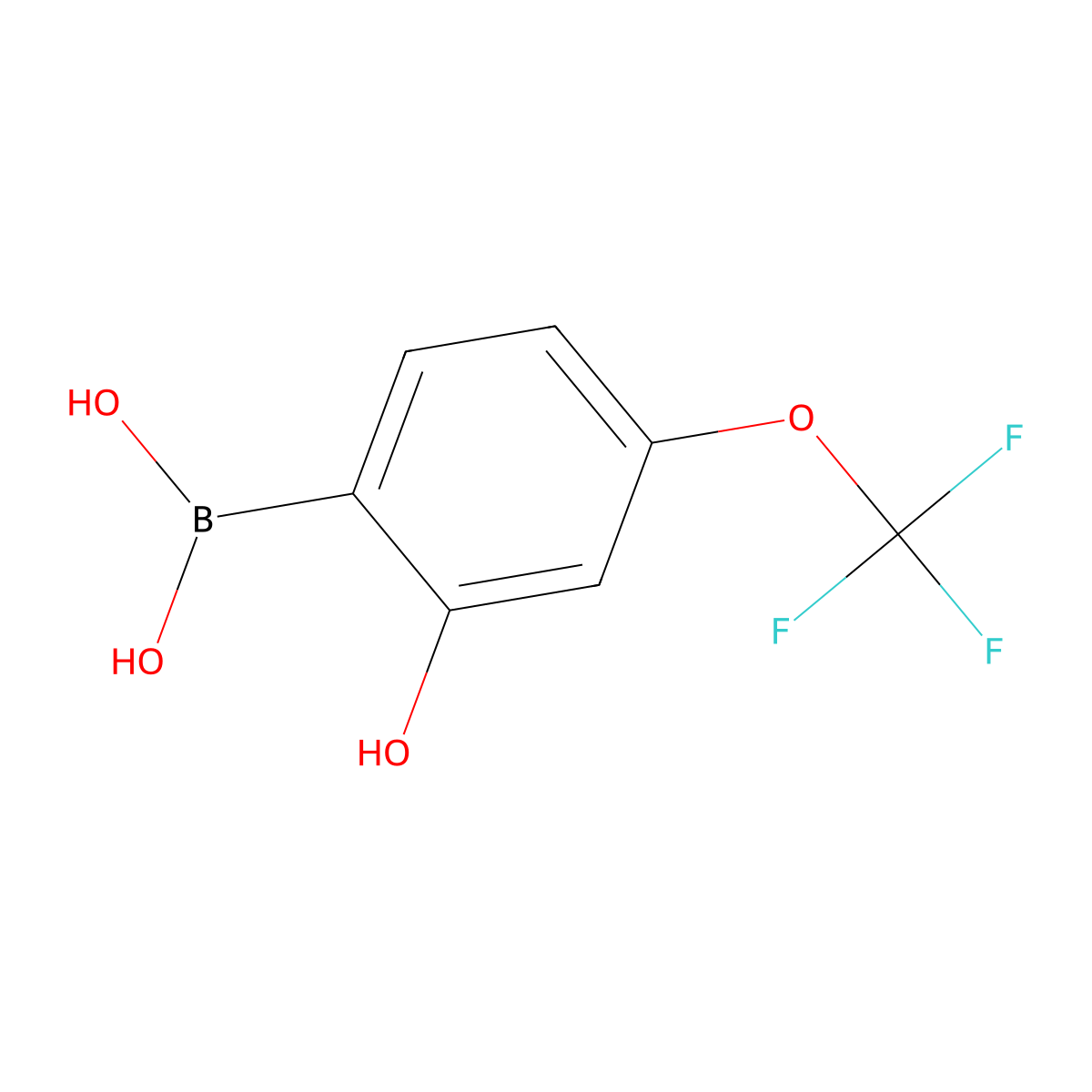 2-Hydroxy-4-(trifluoromethoxy)phenylboronic acid molecular structure, CAS 1309768-22-6