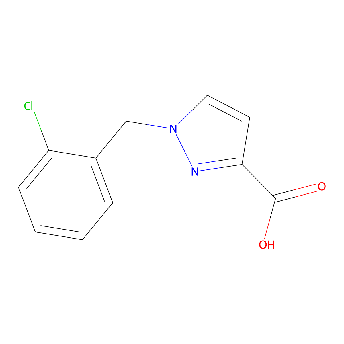 1-(2-chlorobenzyl)-1H-pyrazole-3-carboxylic acid molecular structure, CAS 1309785-75-8