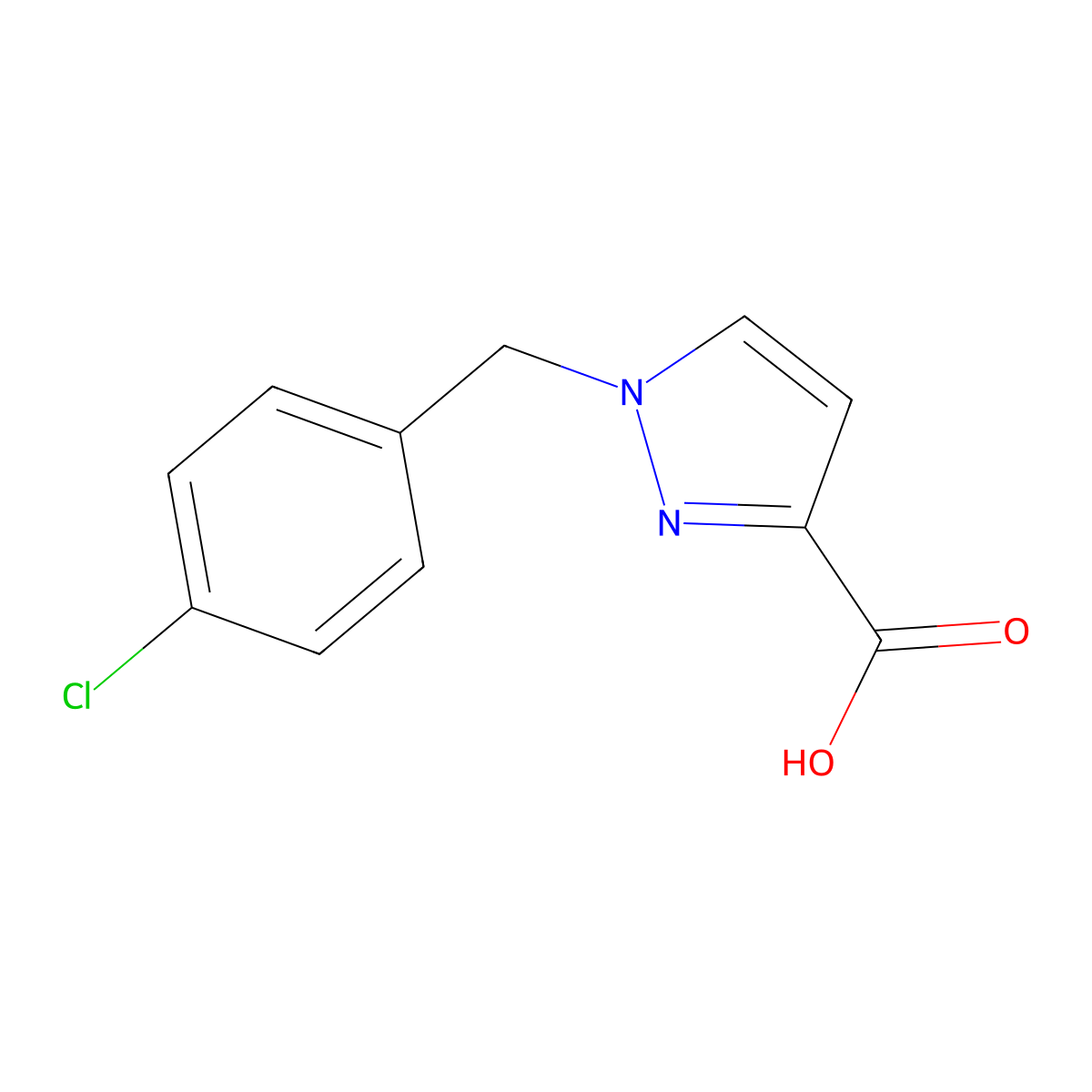1-(4-chlorobenzyl)-1H-pyrazole-3-carboxylic acid molecular structure, CAS 1309785-77-0