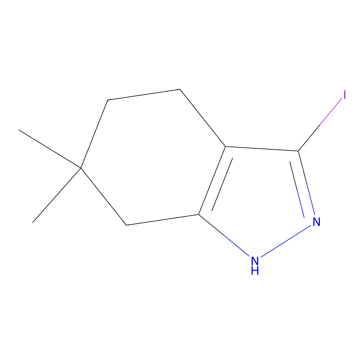 3-Iodo-6,6-dimethyl-4,5,6,7-tetrahydro-1H-indazole molecular structure, CAS 1309788-50-8