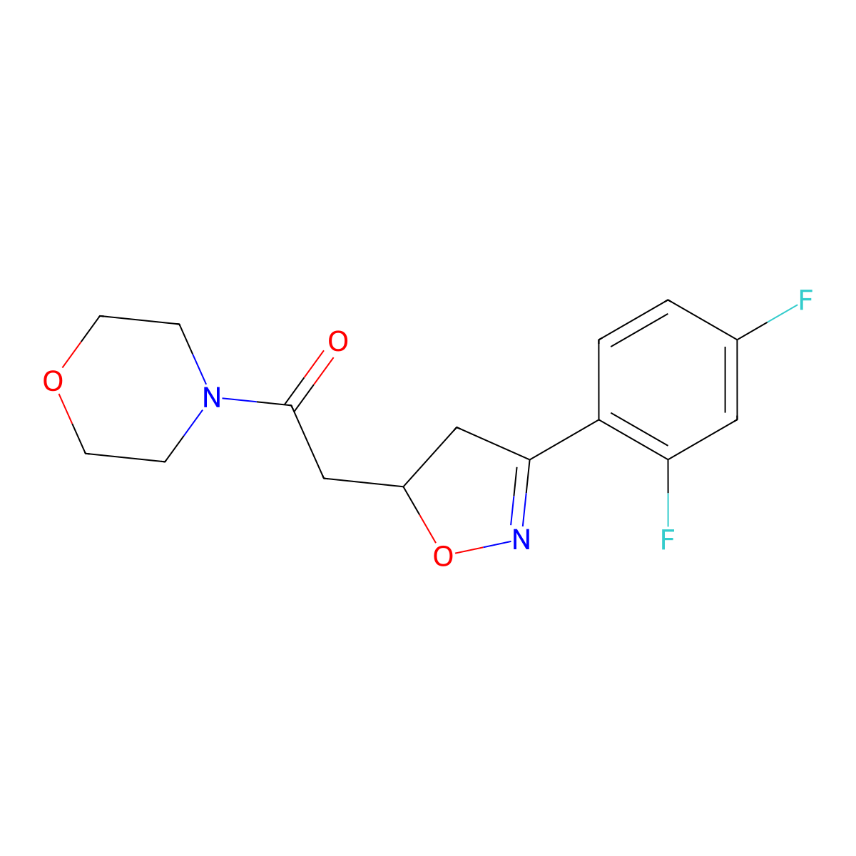 2-[3-(3-(2,4-Difluorophenyl)-4,5-dihydro-5-isoxazolyl]-1-(4-morpholinyl)ethanone molecular structure, CAS 1309793-47-2