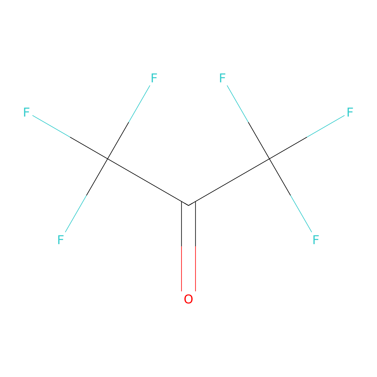 Hexafluoroacetone molecular structure, CAS 13098-39-0