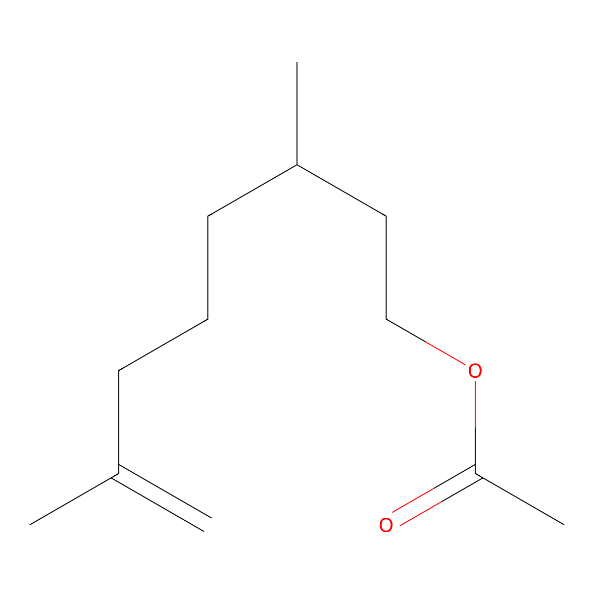 Rhodinyl acetate molecular structure, CAS 130980-16-4