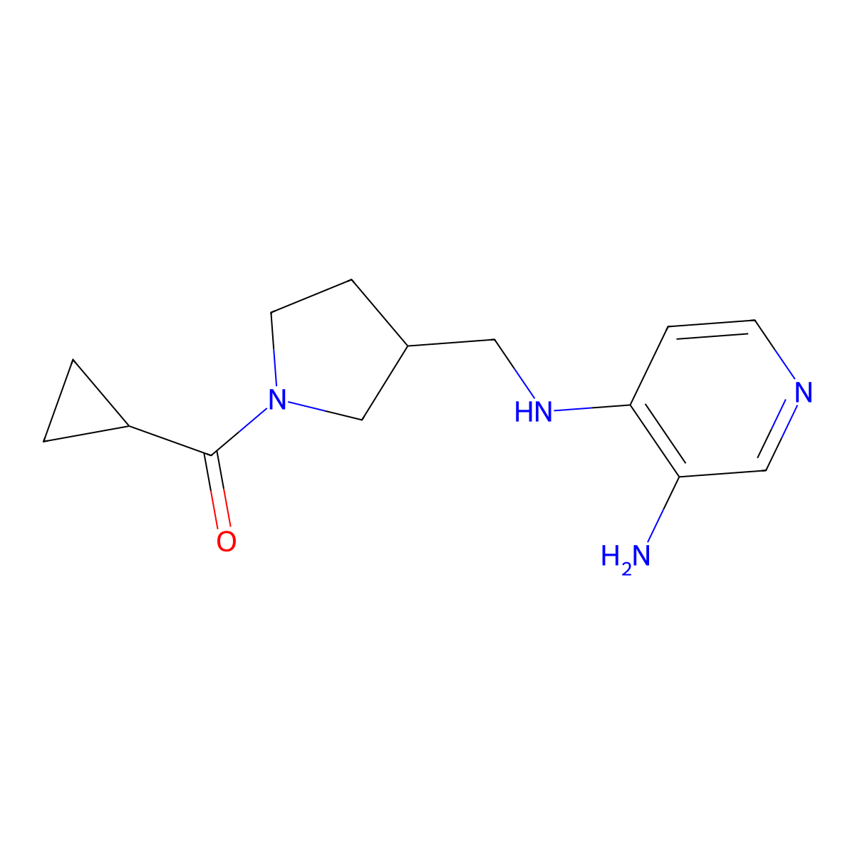 (S)-(3-(((3-Aminopyridin-4-yl)amino)methyl)pyrrolidin-1-yl)(cyclopropyl)methanone molecular structure, CAS 1309806-17-4
