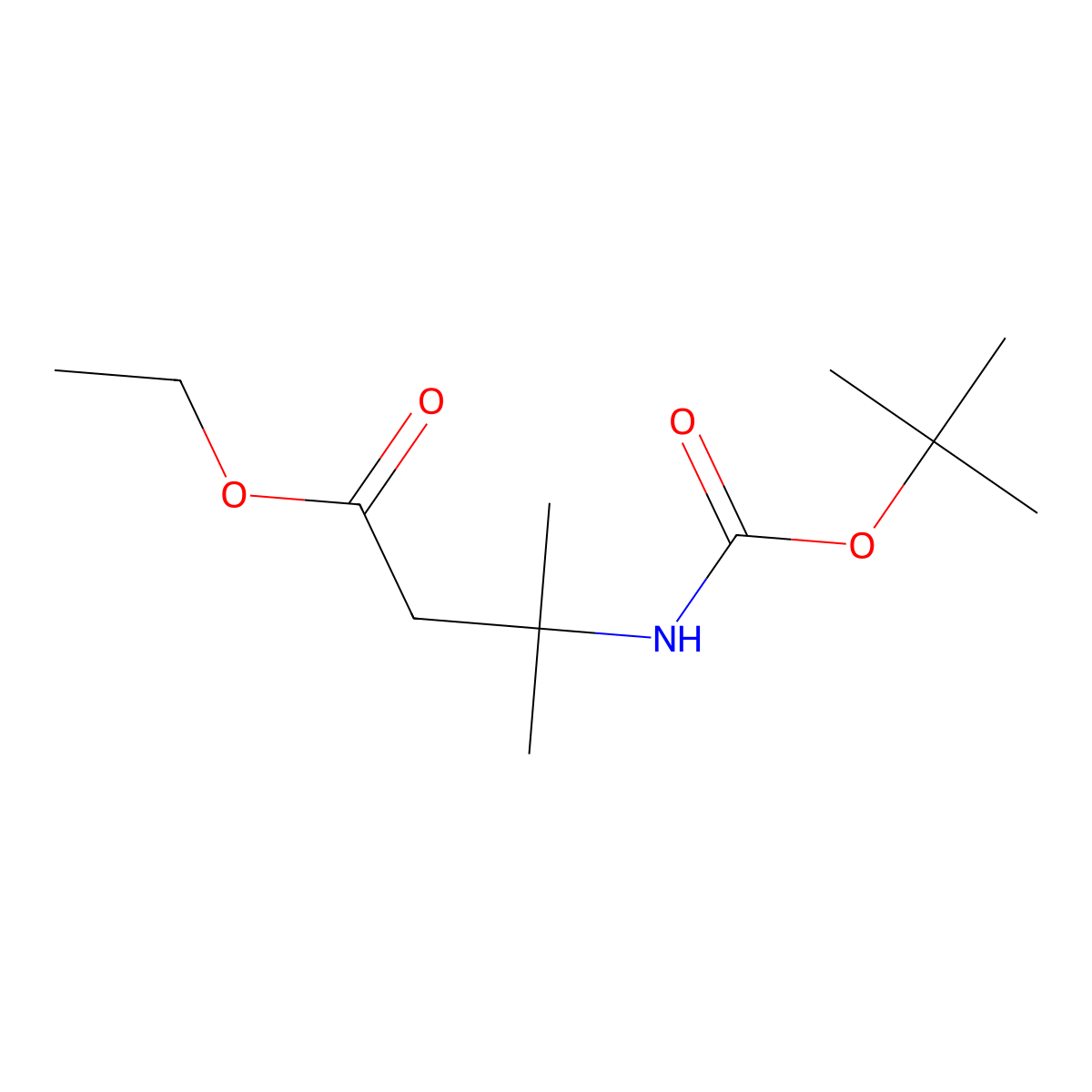 Ethyl 3-((tert-butoxycarbonyl)amino)-3-methylbutanoate molecular structure, CAS 130985-42-1