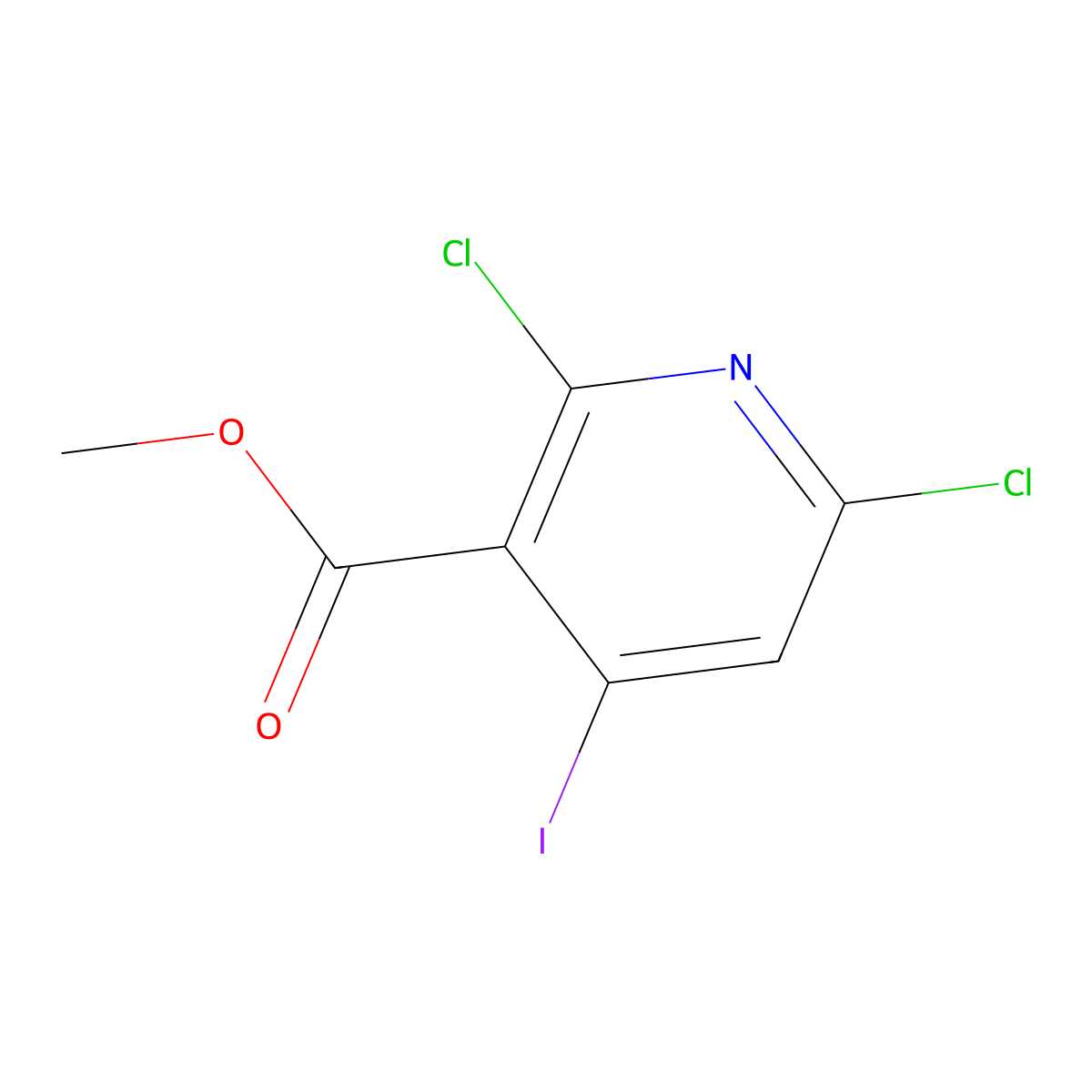 Methyl 2,6-dichloro-4-iodonicotinate molecular structure, CAS 1309866-40-7