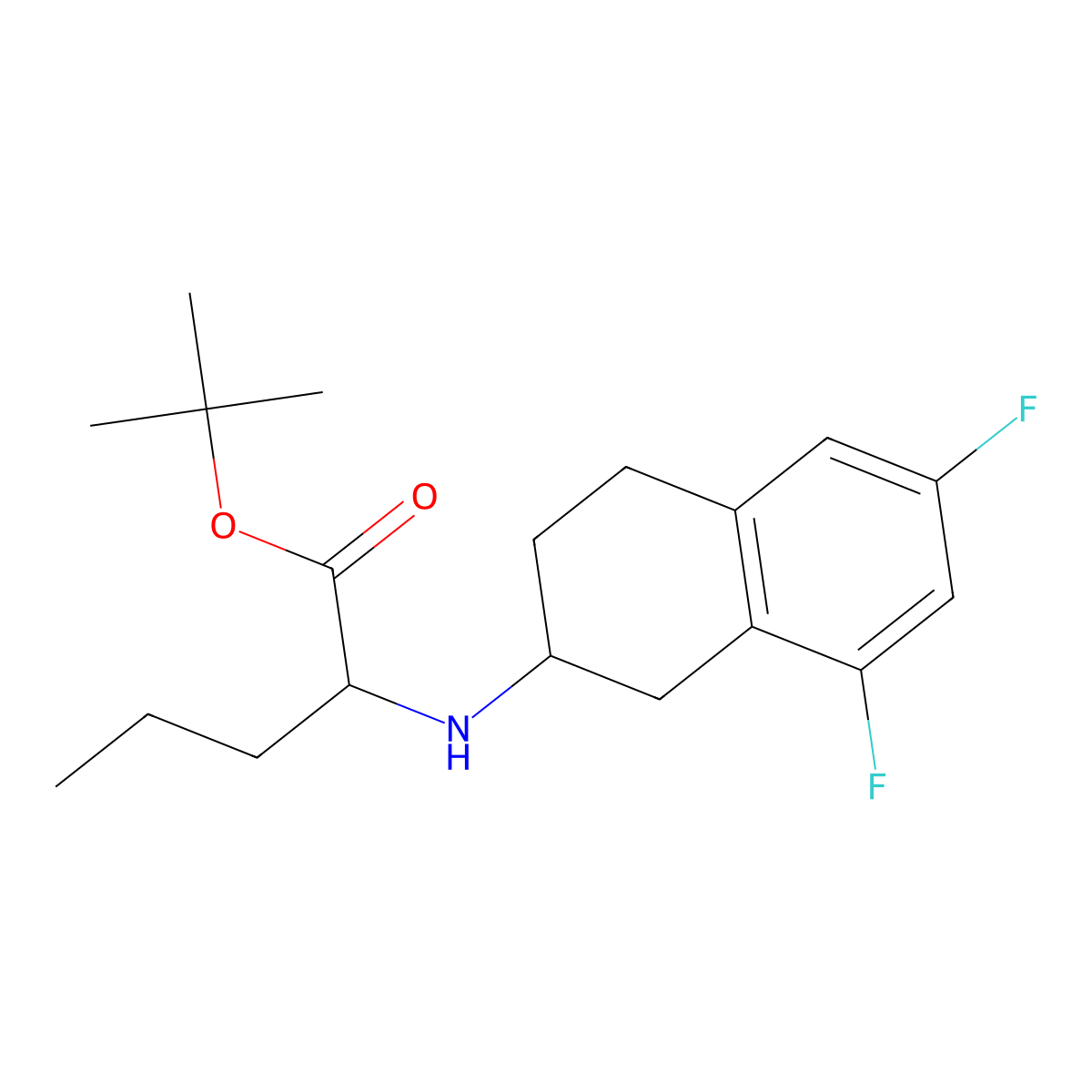 L-Norvaline, N-[(2S)-6,8-difluoro-1,2,3,4-tetrahydro-2-naphthalenyl]-, 1,1-dimethylethyl ester molecular structure, CAS 1309869-67-7