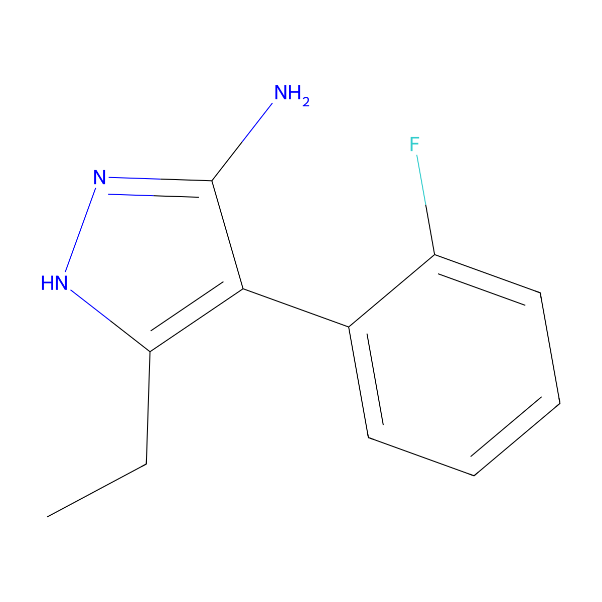 5-ethyl-4-(2-fluorophenyl)-1H-pyrazol-3-amine molecular structure, CAS 1309887-58-8