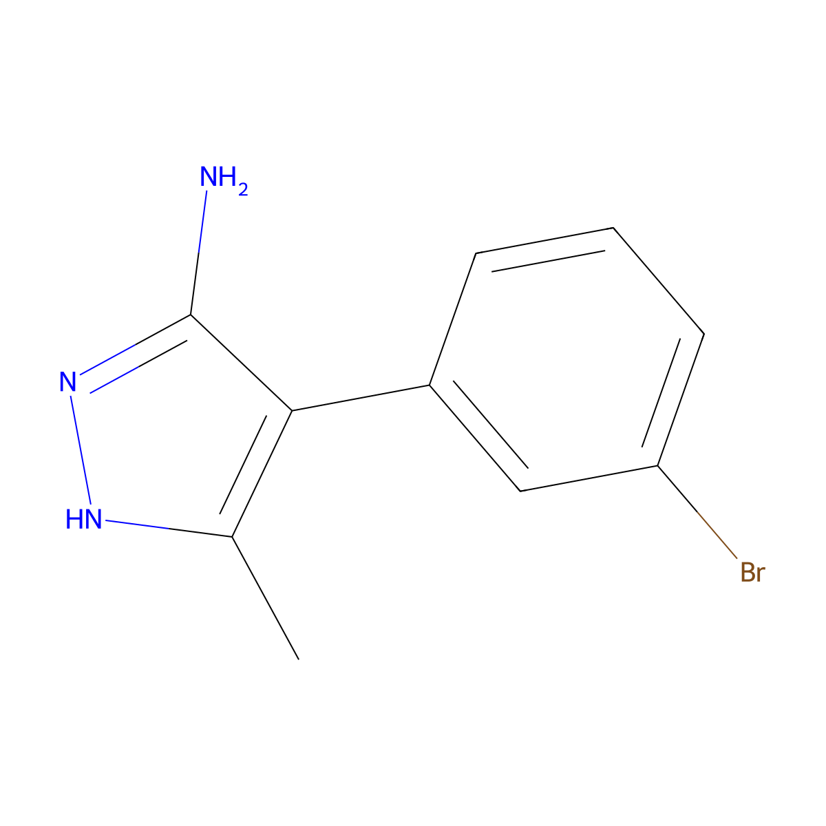4-(3-bromophenyl)-3-methyl-1H-pyrazol-5-amine molecular structure, CAS 1309887-73-7