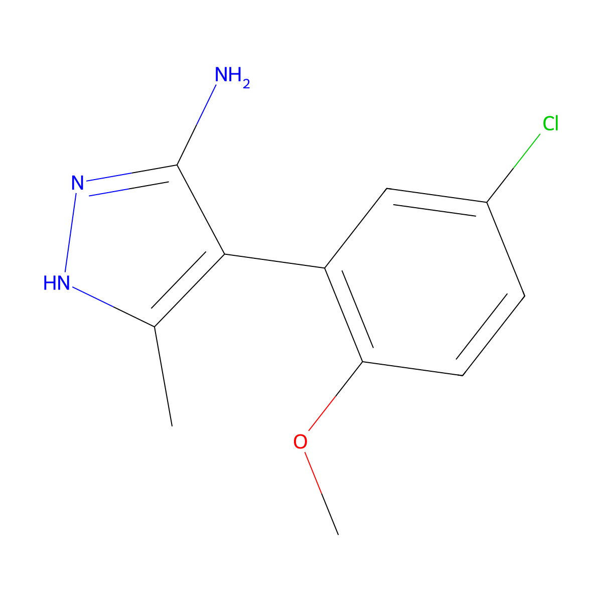 4-(5-chloro-2-methoxyphenyl)-5-methyl-1H-pyrazol-3-amine molecular structure, CAS 1309887-74-8