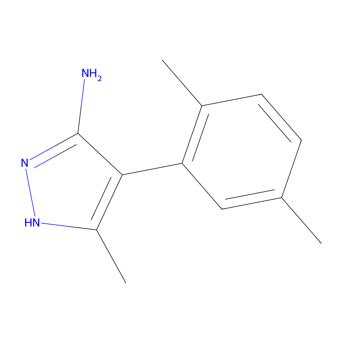 4-(2,5-dimethylphenyl)-3-methyl-1H-pyrazol-5-amine molecular structure, CAS 1309887-75-9
