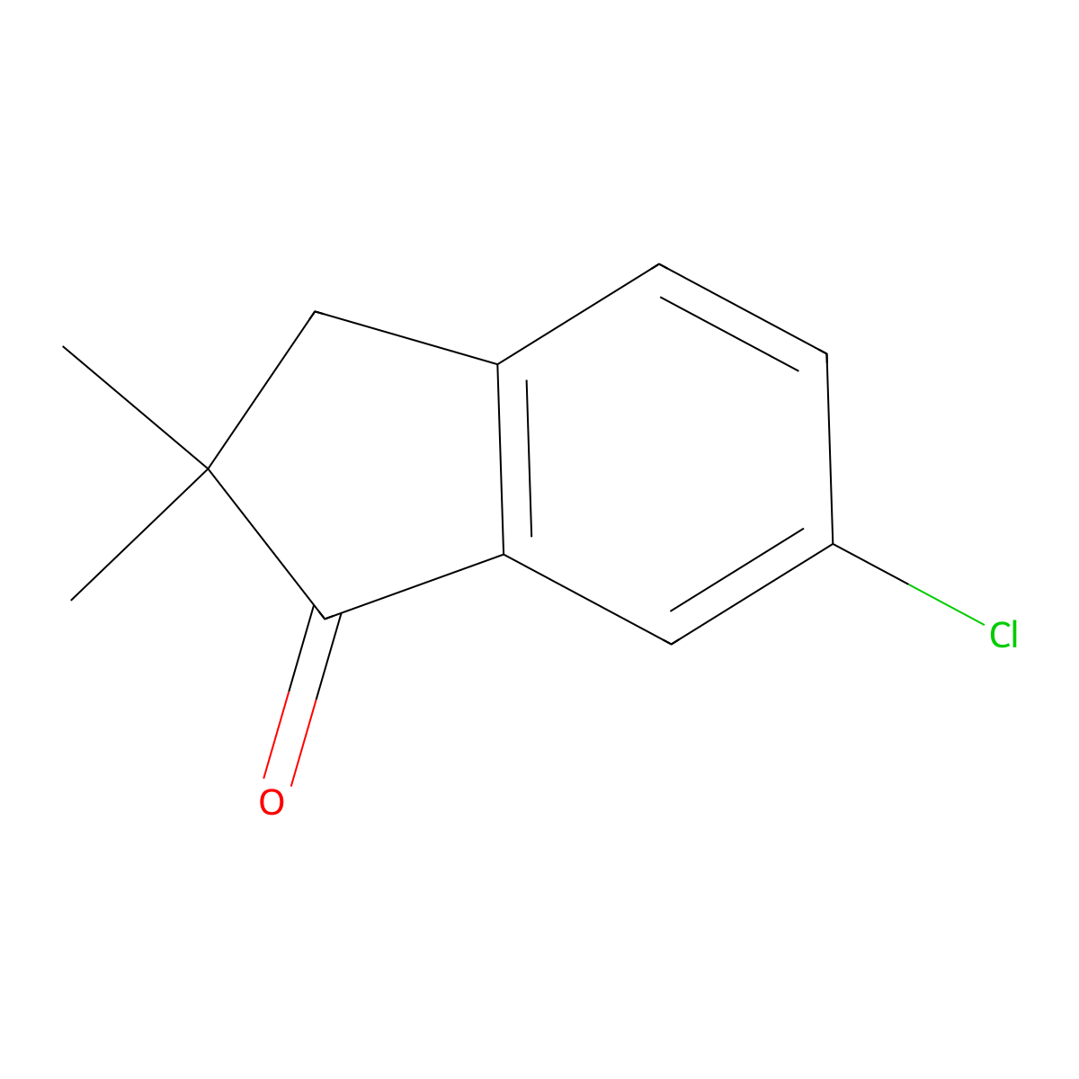 6-chloro-2,2-dimethyl-2,3-dihydro-1H-inden-1-one molecular structure, CAS 13099-73-5