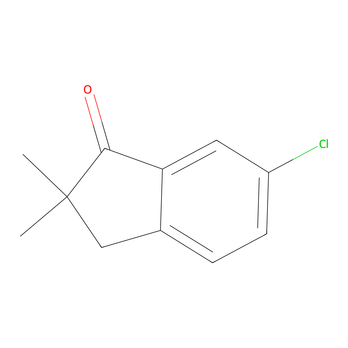 6-chloro-2,2-dimethyl-2,3-dihydro-1H-inden-1-one molecular structure, CAS 13099-73-5