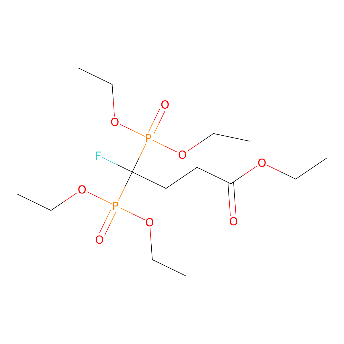 Ethyl 4,4-bis(diethoxyphosphoryl)-4-fluorobutanoate molecular structure, CAS 1309929-18-7