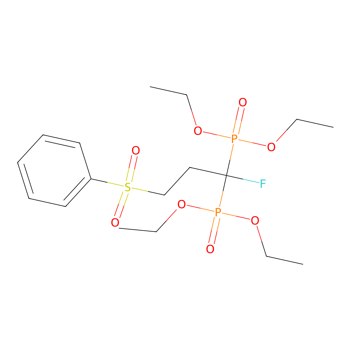 Tetraethyl (1-fluoro-3-(phenylsulfonyl)propane-1,1-diyl)bis(phosphonate) molecular structure, CAS 1309929-21-2