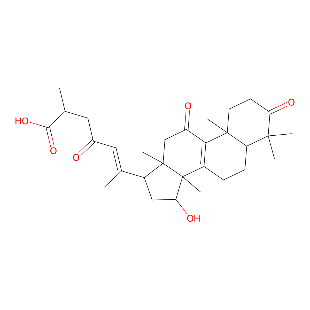 15alpha-Hydroxy-3,11,23-trioxolanosta-8,20(22)-dien-26-oic acid molecular structure, CAS 1309931-88-1