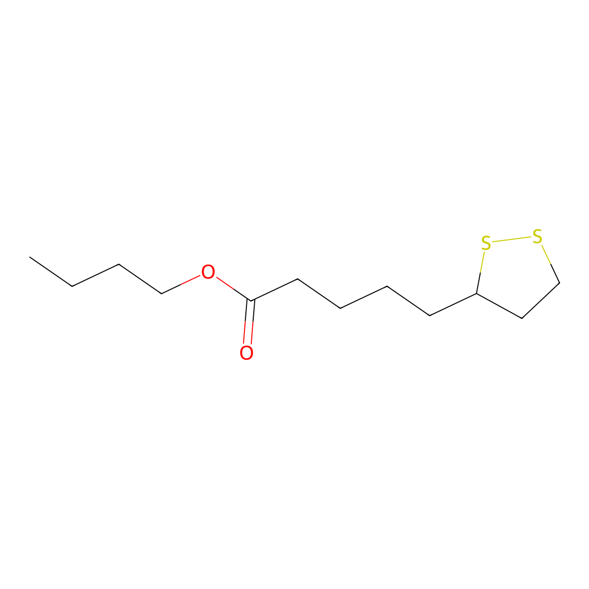 Butyl 1,2-dithiolane-3-pentanoate molecular structure, CAS 130995-97-0