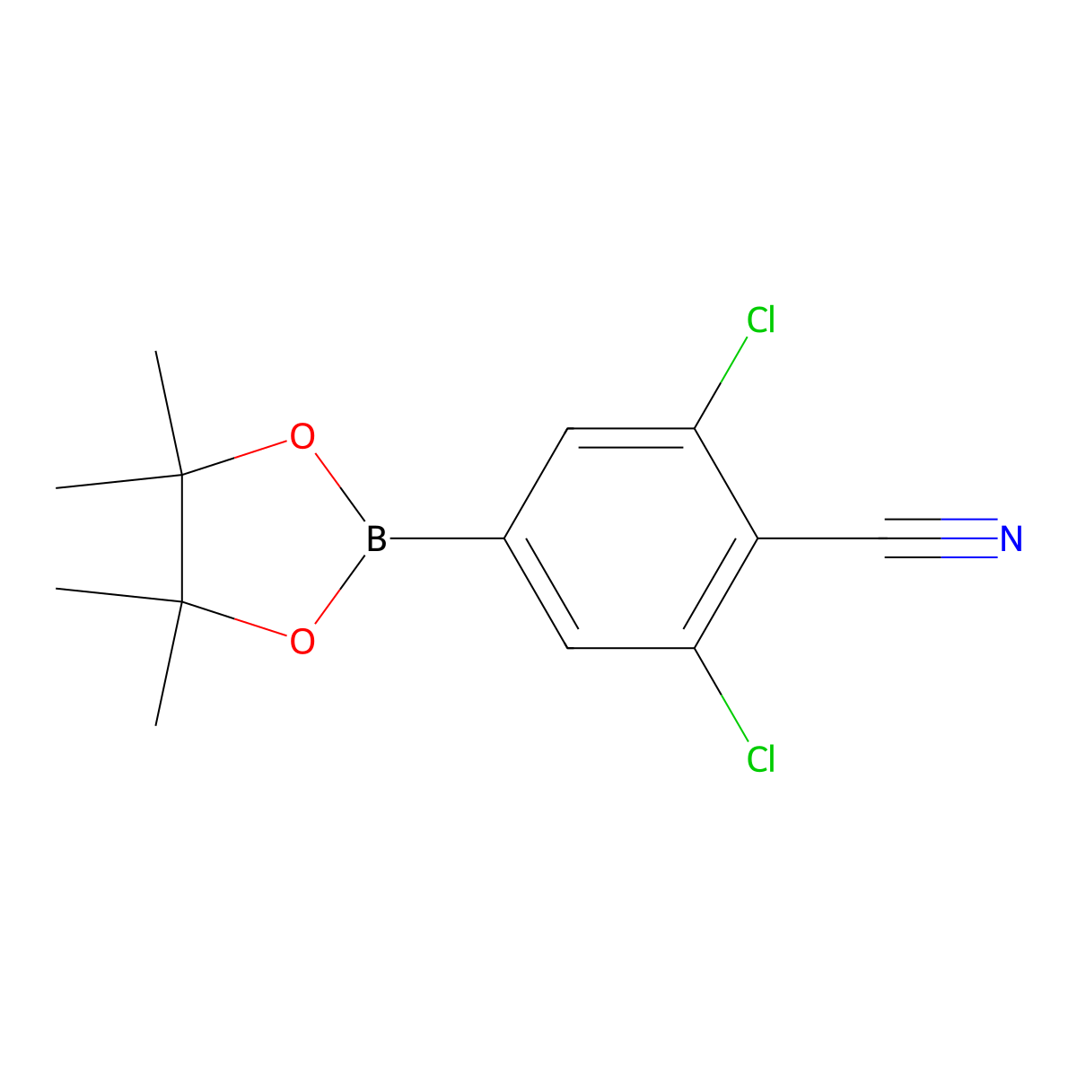 2,6-Dichloro-4-(4,4,5,5-tetramethyl-1,3,2-dioxaborolan-2-yl-benzonitrile molecular structure, CAS 1309959-35-0