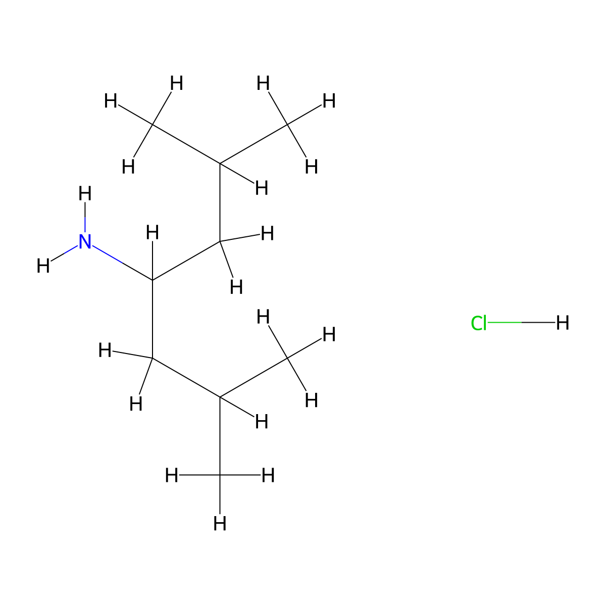2,6-Dimethylheptan-4-amine hydrochloride molecular structure, CAS 130996-65-5