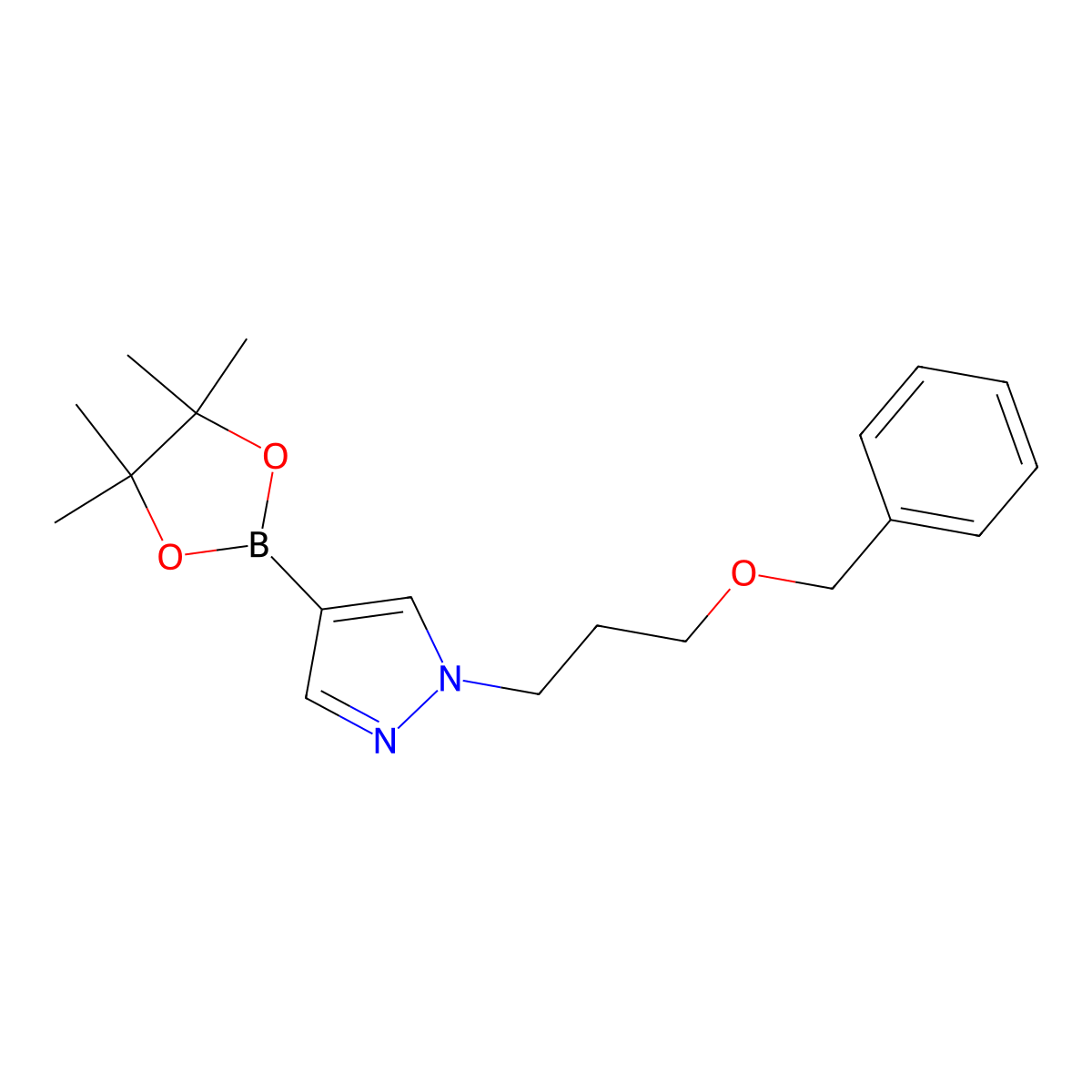 1-(3-(Benzyloxy)propyl)-4-(4,4,5,5-tetramethyl-1,3,2-dioxaborolan-2-yl)-1H-pyrazole molecular structure, CAS 1309960-92-6