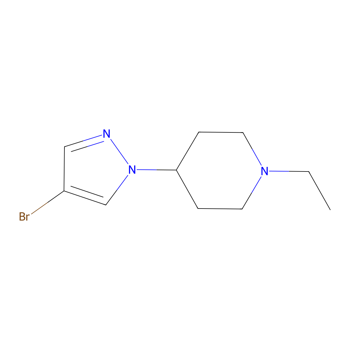 4-(4-bromo-1H-pyrazol-1-yl)-1-ethylpiperidine molecular structure, CAS 1309961-03-2