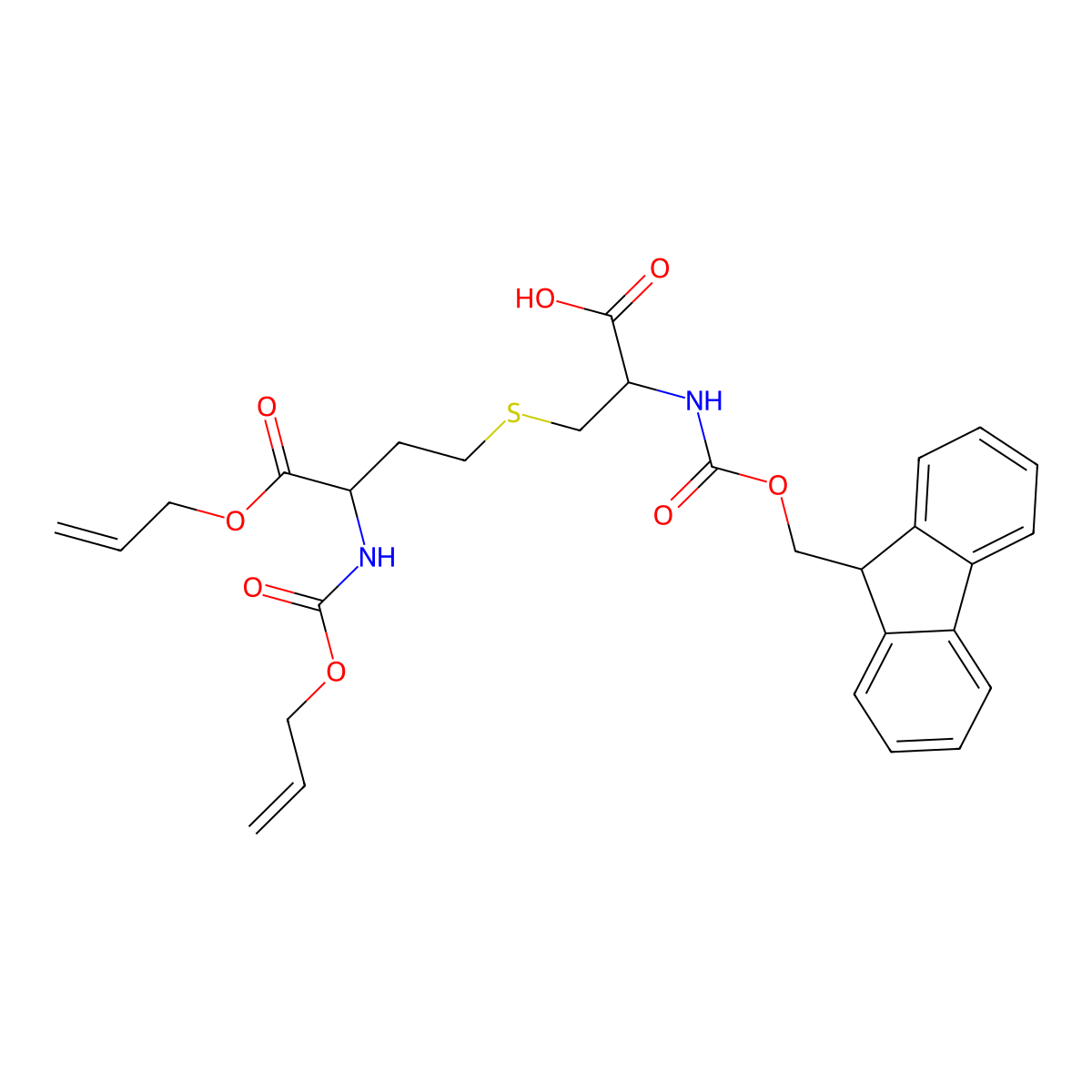 N-(((9H-fluoren-9-yl)methoxy)carbonyl)-S-((S)-4-(allyloxy)-3-(((allyloxy)carbonyl)amino)-4-oxobutyl)-L-cysteine molecular structure, CAS 1309975-45-8
