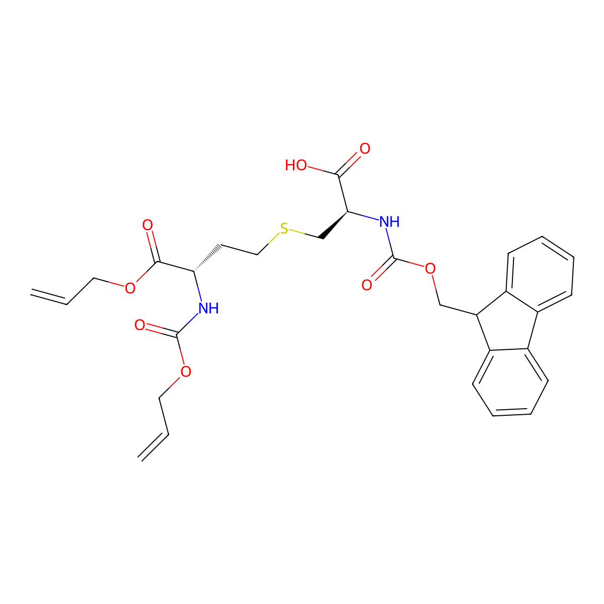 N-(((9H-fluoren-9-yl)methoxy)carbonyl)-S-((S)-4-(allyloxy)-3-(((allyloxy)carbonyl)amino)-4-oxobutyl)-L-cysteine molecular structure, CAS 1309975-45-8