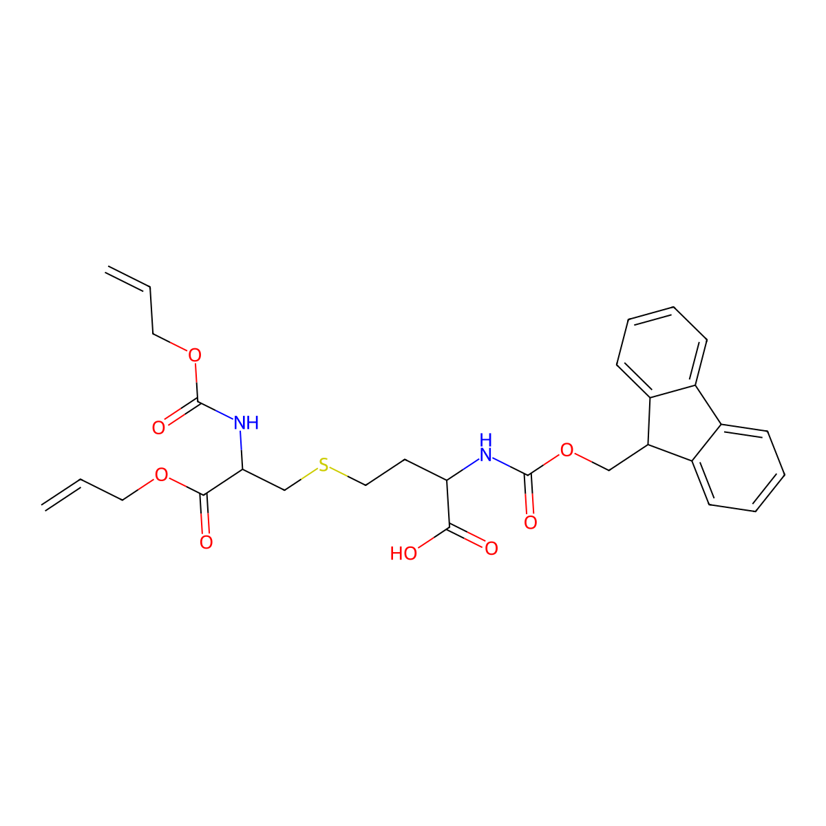 (2S)-2-(9H-fluoren-9-ylmethoxycarbonylamino)-4-[(2R)-3-oxo-3-prop-2-enoxy-2-(prop-2-enoxycarbonylamino)propyl]sulfanylbutanoic acid molecular structure, CAS 1309975-50-5