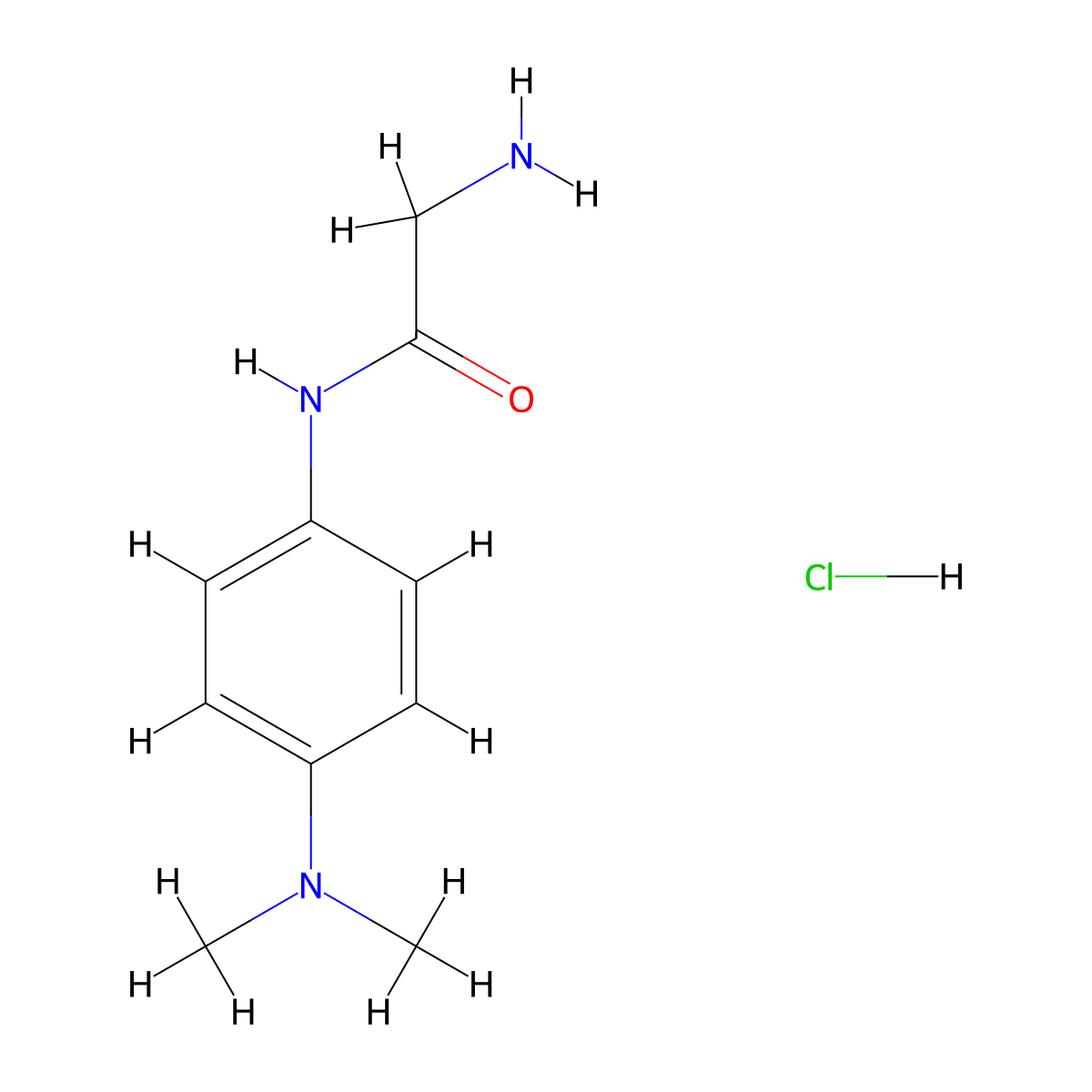 2-amino-N-[4-(dimethylamino)phenyl]acetamide hydrochloride molecular structure, CAS 1309976-08-6