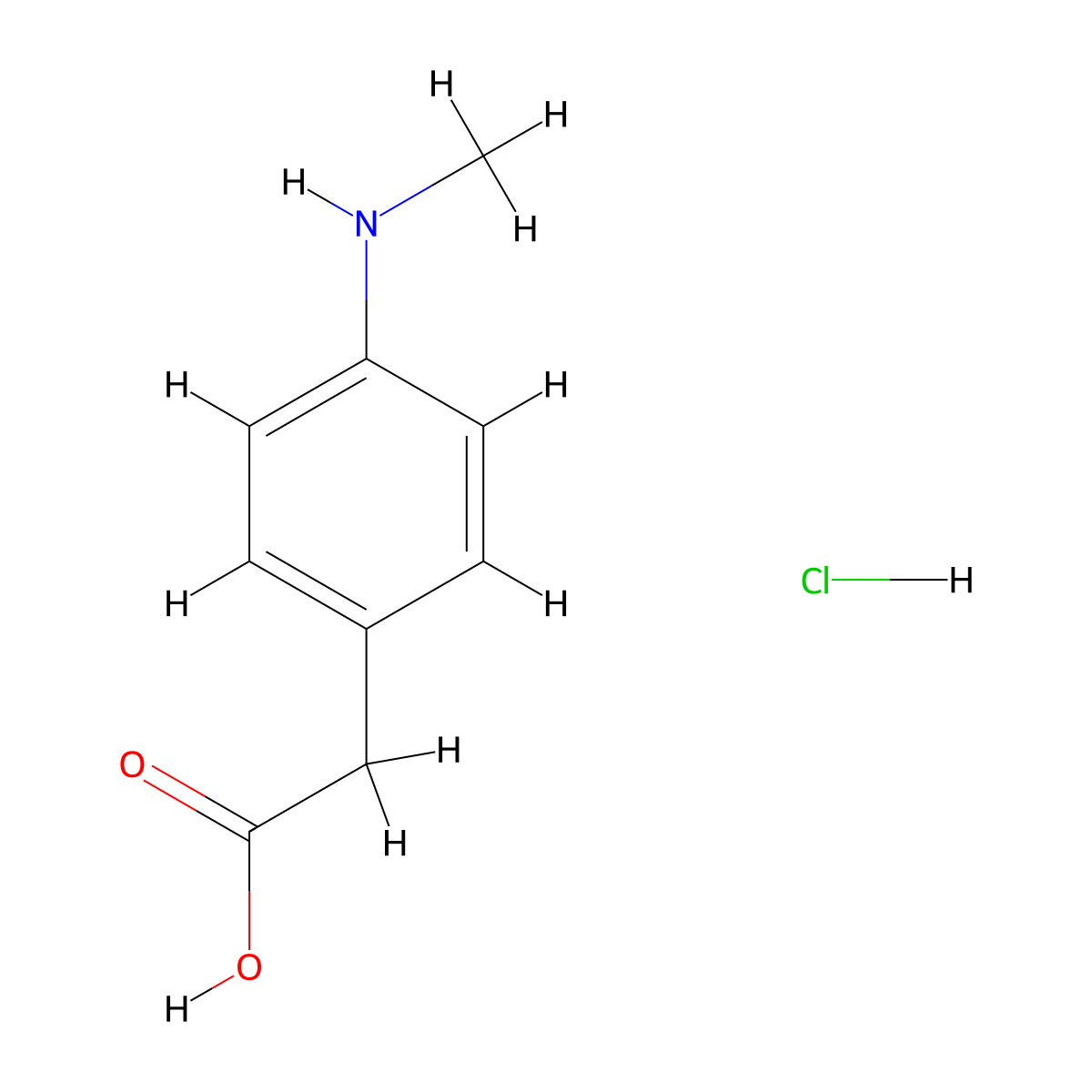 2-[4-(Methylamino)phenyl]acetic acid hydrochloride molecular structure, CAS 1309976-10-0