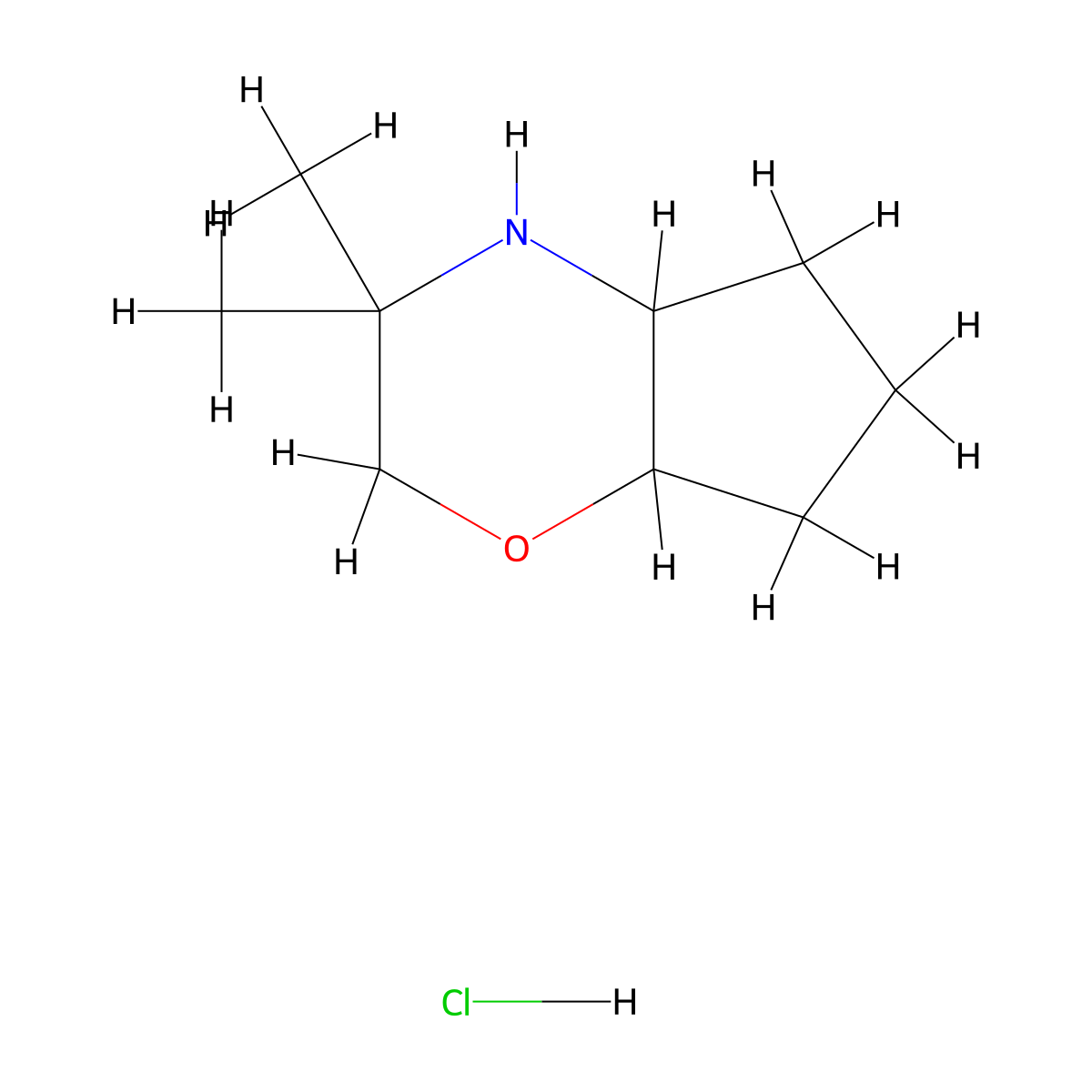 3,3-Dimethyl-octahydrocyclopenta[b]morpholine hydrochloride molecular structure, CAS 1309976-16-6