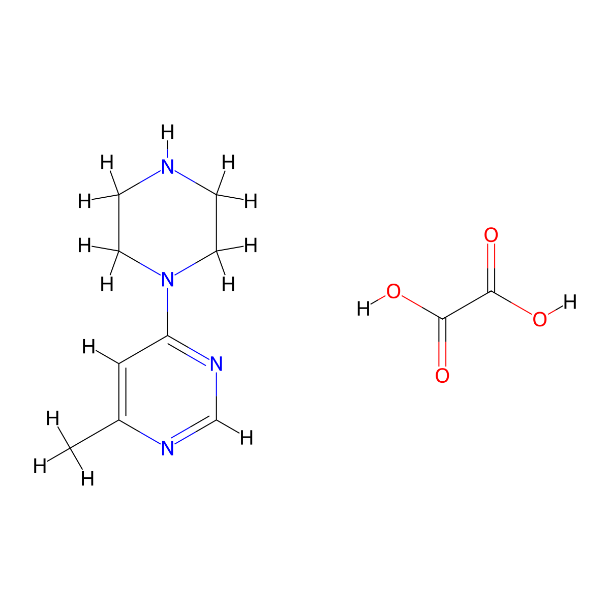 4-Methyl-6-(piperazin-1-yl)pyrimidine; oxalic acid molecular structure, CAS 1309976-18-8