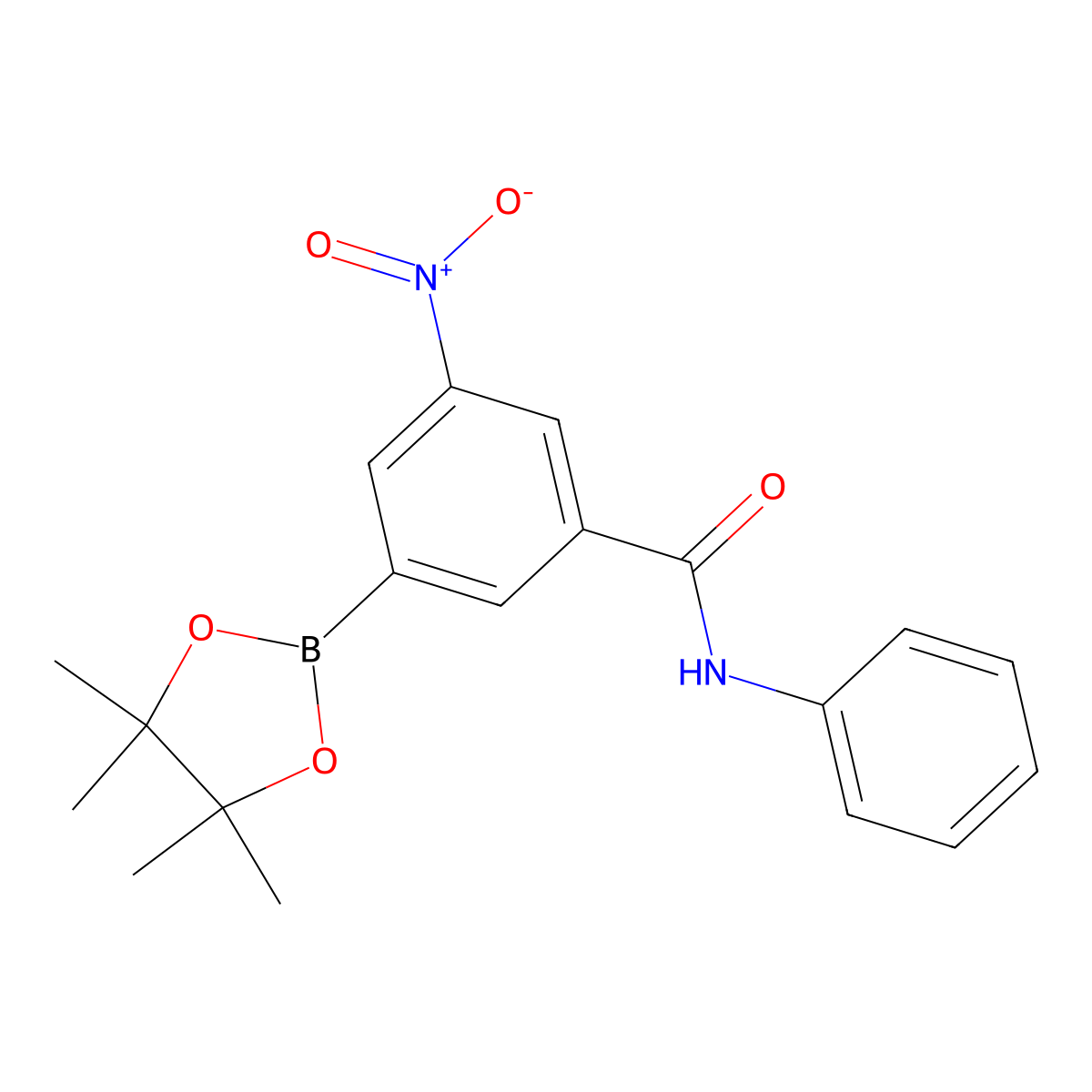 3-nitro-N-phenyl-5-(4,4,5,5-tetramethyl-1,3,2-dioxaborolan-2-yl)benzamide molecular structure, CAS 1309980-15-1