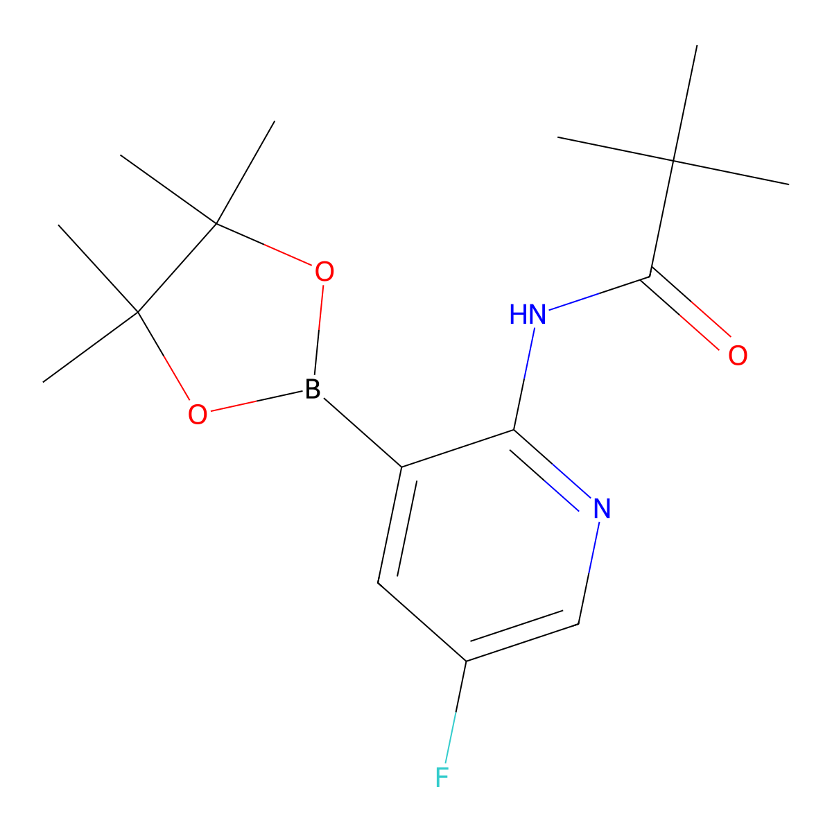 N-(5-Fluoro-3-(4,4,5,5-tetramethyl-1,3,2-dioxaborolan-2-yl)pyridin-2-yl)pivalamide molecular structure, CAS 1309980-31-1