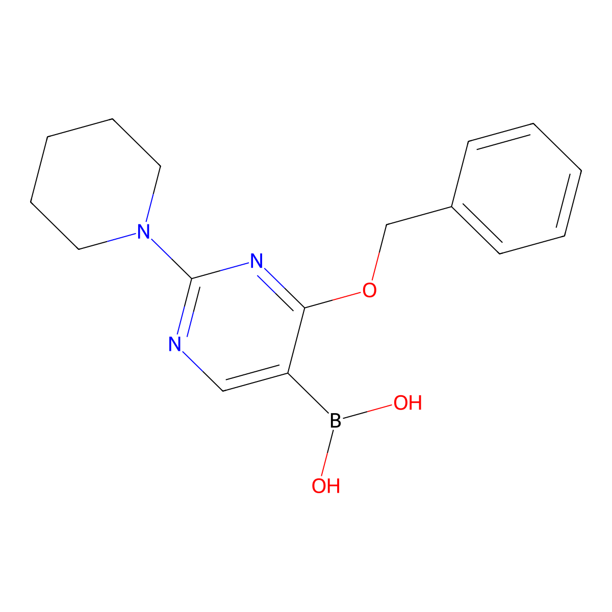 4-Benzyloxy-2-piperidine-1-YL-pyrimidine-5-boronic acid molecular structure, CAS 1309980-72-0