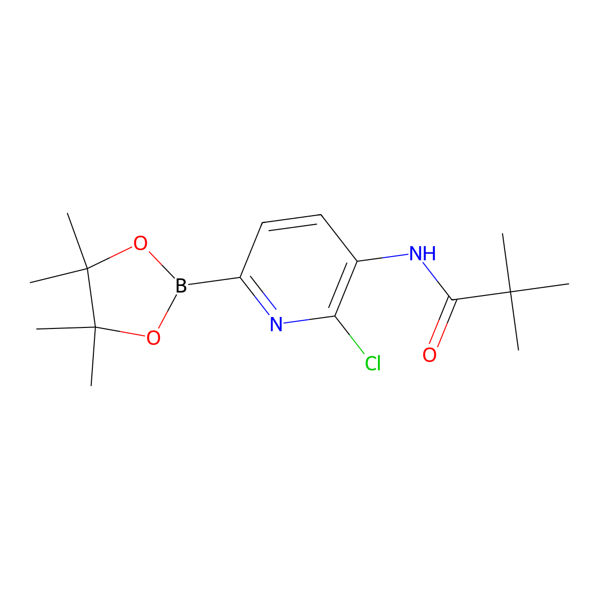 N-(2-Chloro-6-(4,4,5,5-tetramethyl-1,3,2-dioxaborolan-2-yl)pyridin-3-yl)pivalamide molecular structure, CAS 1309980-77-5