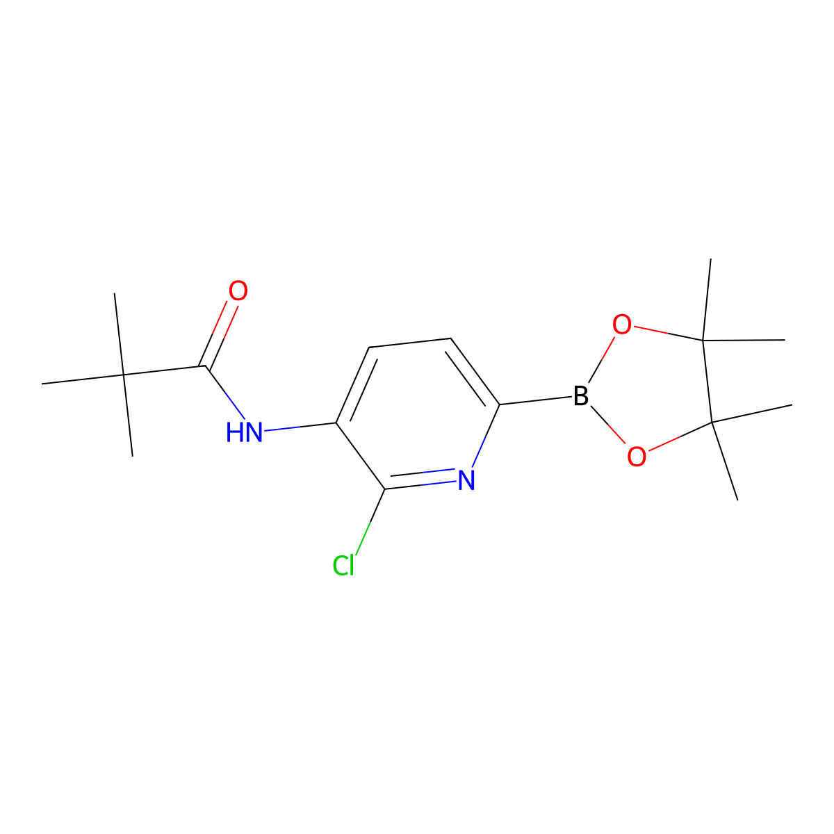 N-(2-Chloro-6-(4,4,5,5-tetramethyl-1,3,2-dioxaborolan-2-yl)pyridin-3-yl)pivalamide molecular structure, CAS 1309980-77-5