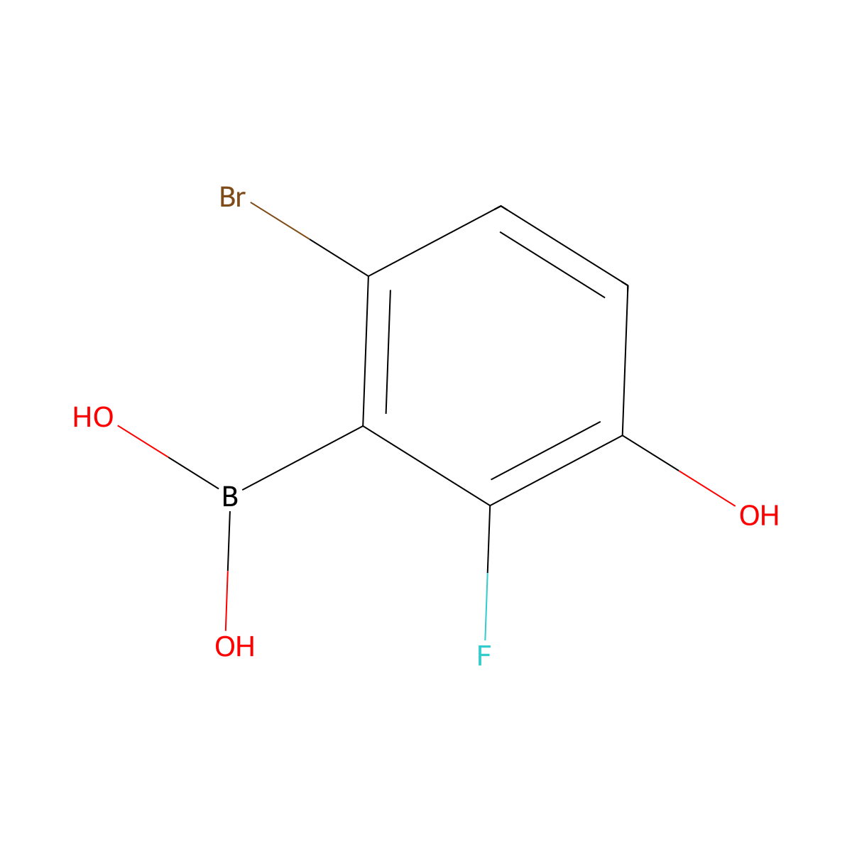 (6-Bromo-2-fluoro-3-hydroxyphenyl)boronic acid molecular structure, CAS 1309980-99-1