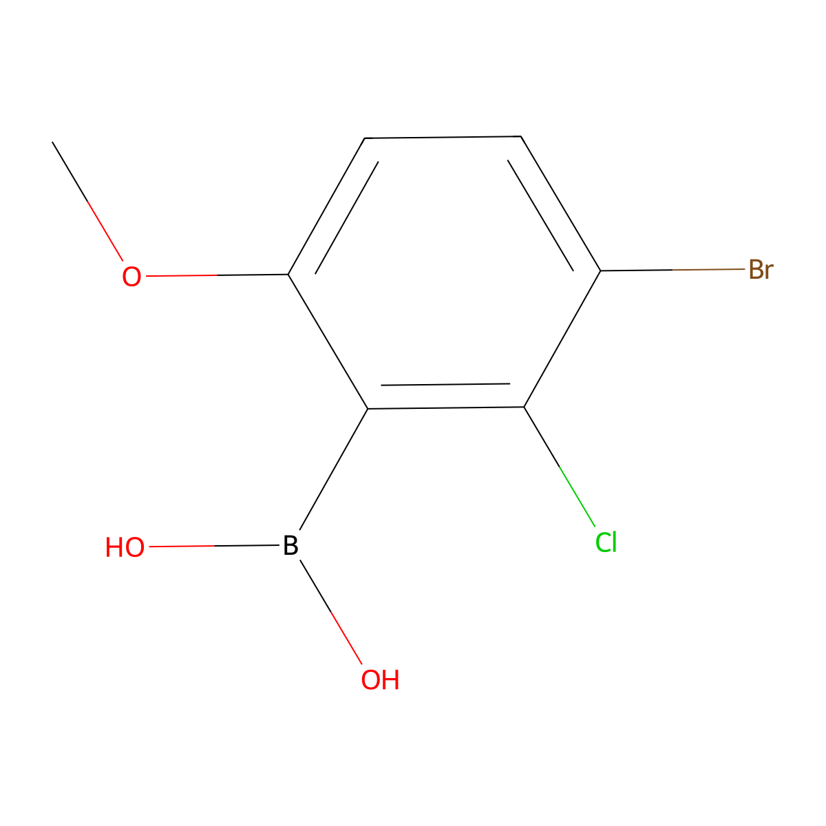 (3-Bromo-2-chloro-6-methoxyphenyl)boronic acid molecular structure, CAS 1309981-00-7