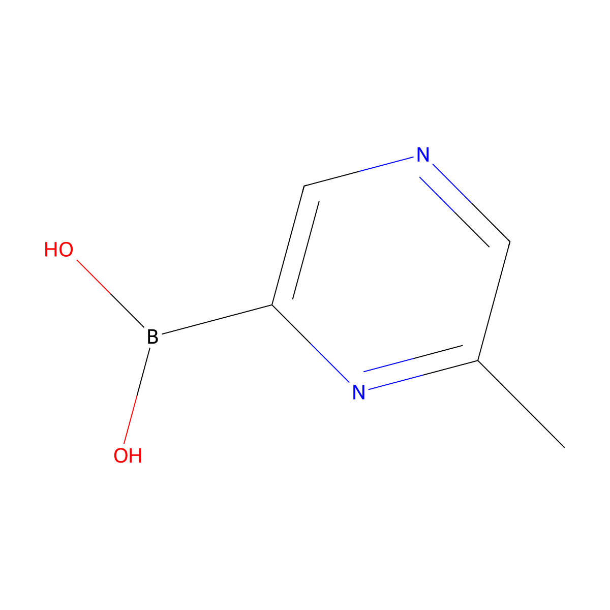 (6-Methylpyrazin-2-YL)boronic acid molecular structure, CAS 1309981-13-2