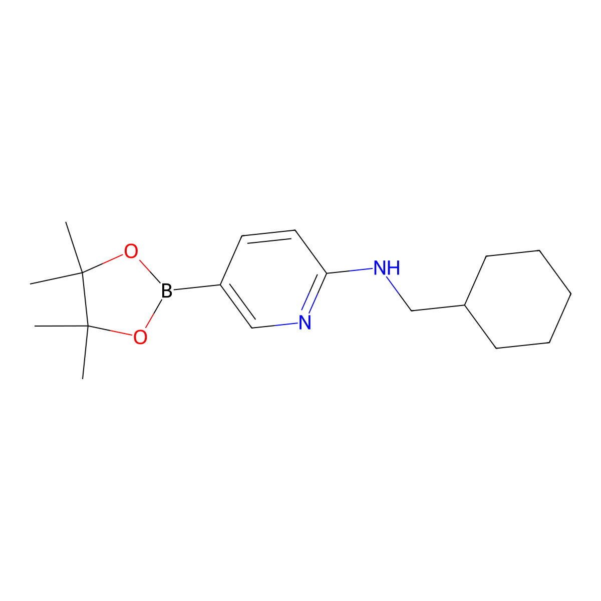 N-(Cyclohexylmethyl)-5-(4,4,5,5-tetramethyl-1,3,2-dioxaborolan-2-yl)pyridin-2-amine molecular structure, CAS 1309981-26-7
