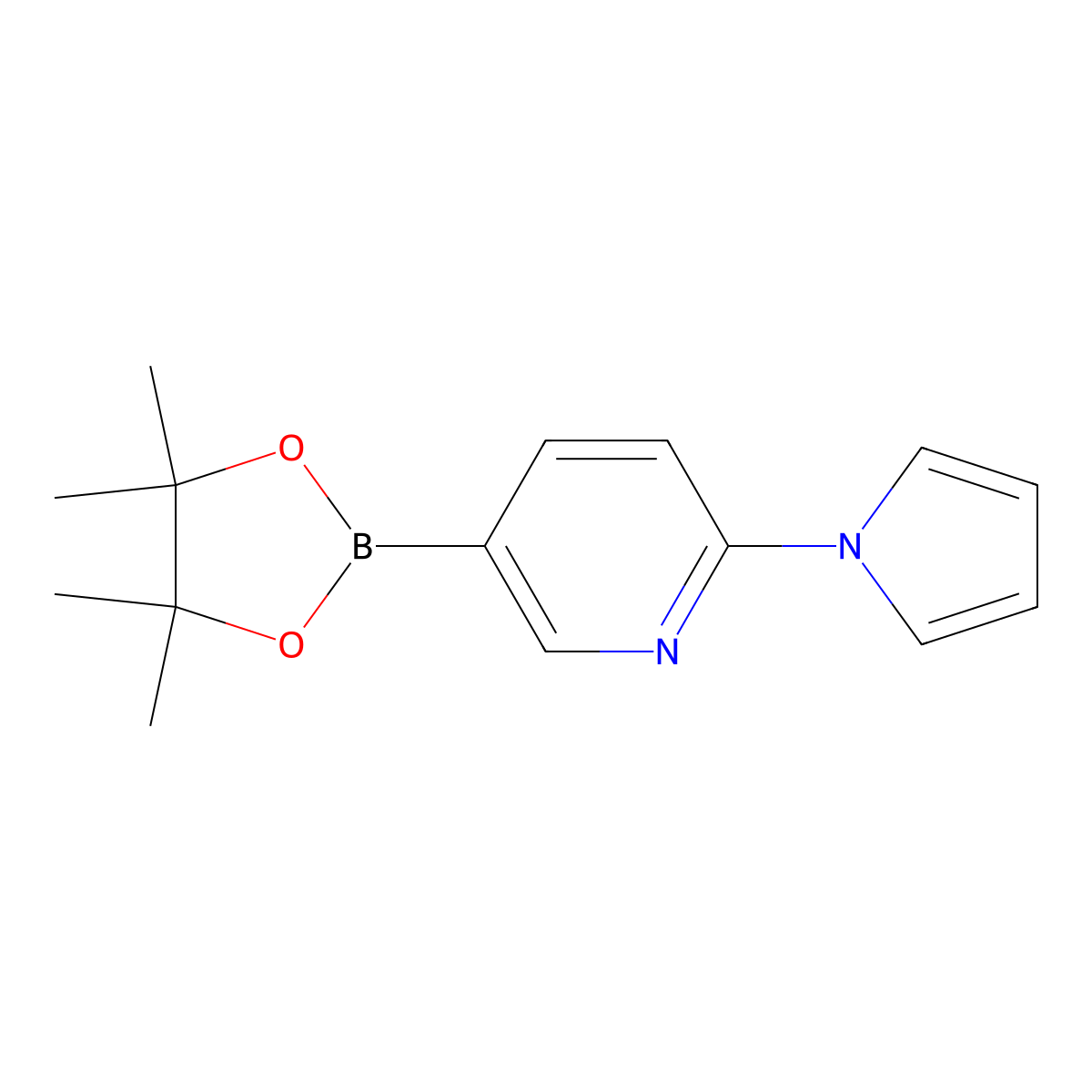 2-(1H-Pyrrol-1-yl)-5-(4,4,5,5-tetramethyl-1,3,2-dioxaborolan-2-yl)pyridine molecular structure, CAS 1309981-28-9