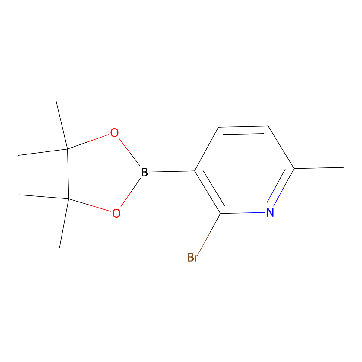 2-Bromo-6-methyl-3-(4,4,5,5-tetramethyl-1,3,2-dioxaborolan-2-yl)pyridine molecular structure, CAS 1309981-30-3