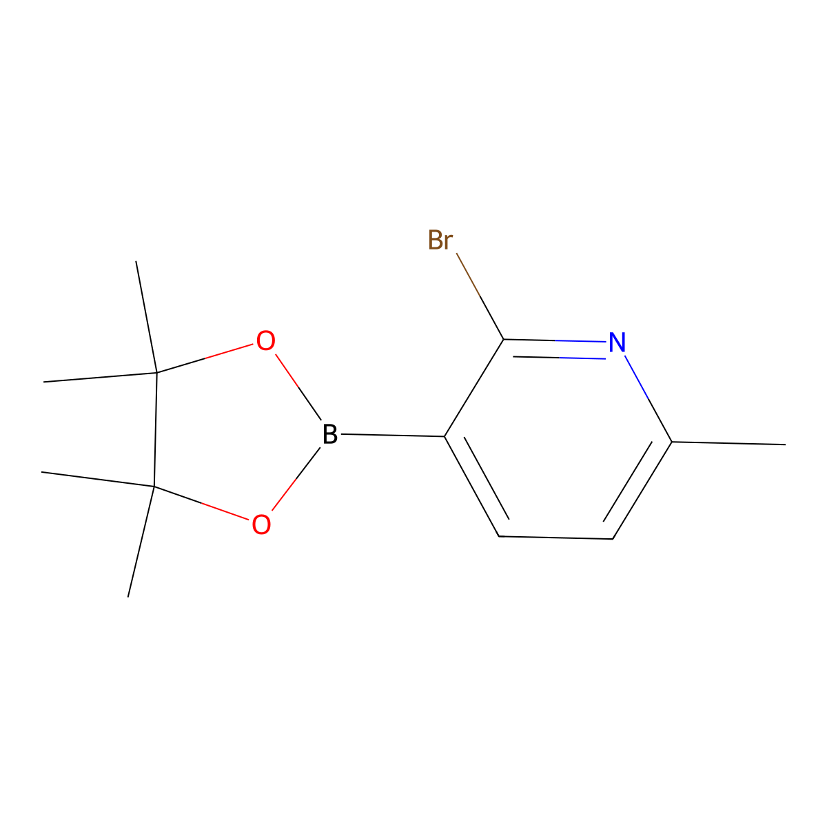 2-Bromo-6-methyl-3-(4,4,5,5-tetramethyl-1,3,2-dioxaborolan-2-yl)pyridine molecular structure, CAS 1309981-30-3