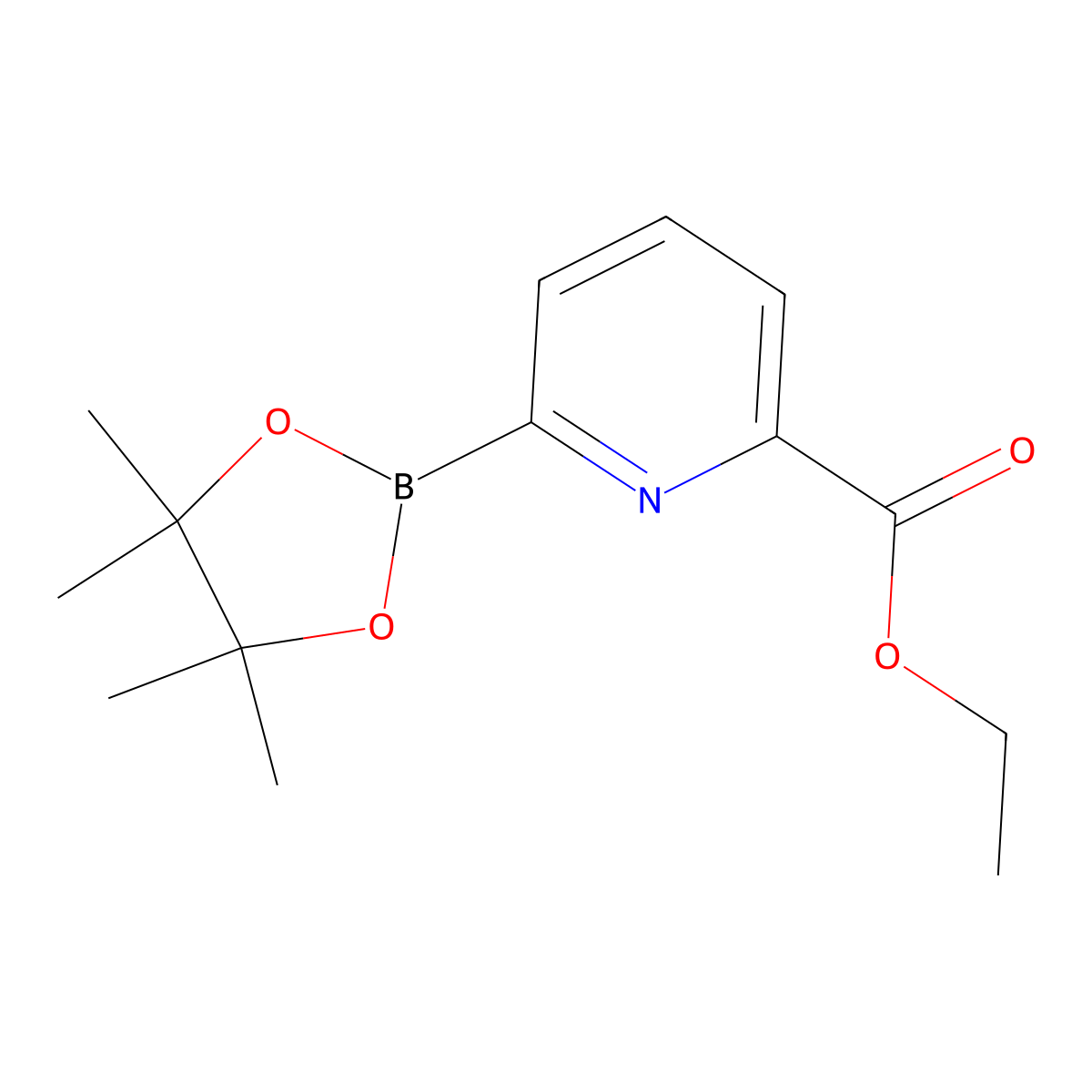 Ethyl 6-(4,4,5,5-tetramethyl-1,3,2-dioxaborolan-2-yl)picolinate molecular structure, CAS 1309981-37-0