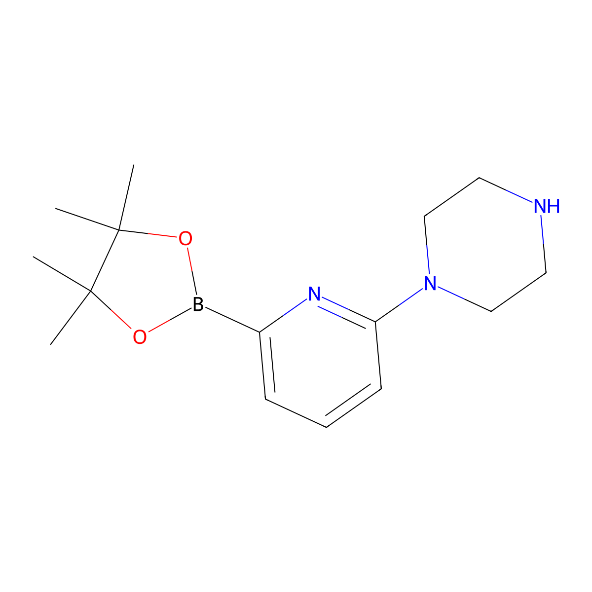 1-(6-(4,4,5,5-Tetramethyl-1,3,2-dioxaborolan-2-yl)pyridin-2-yl)piperazine molecular structure, CAS 1309981-38-1