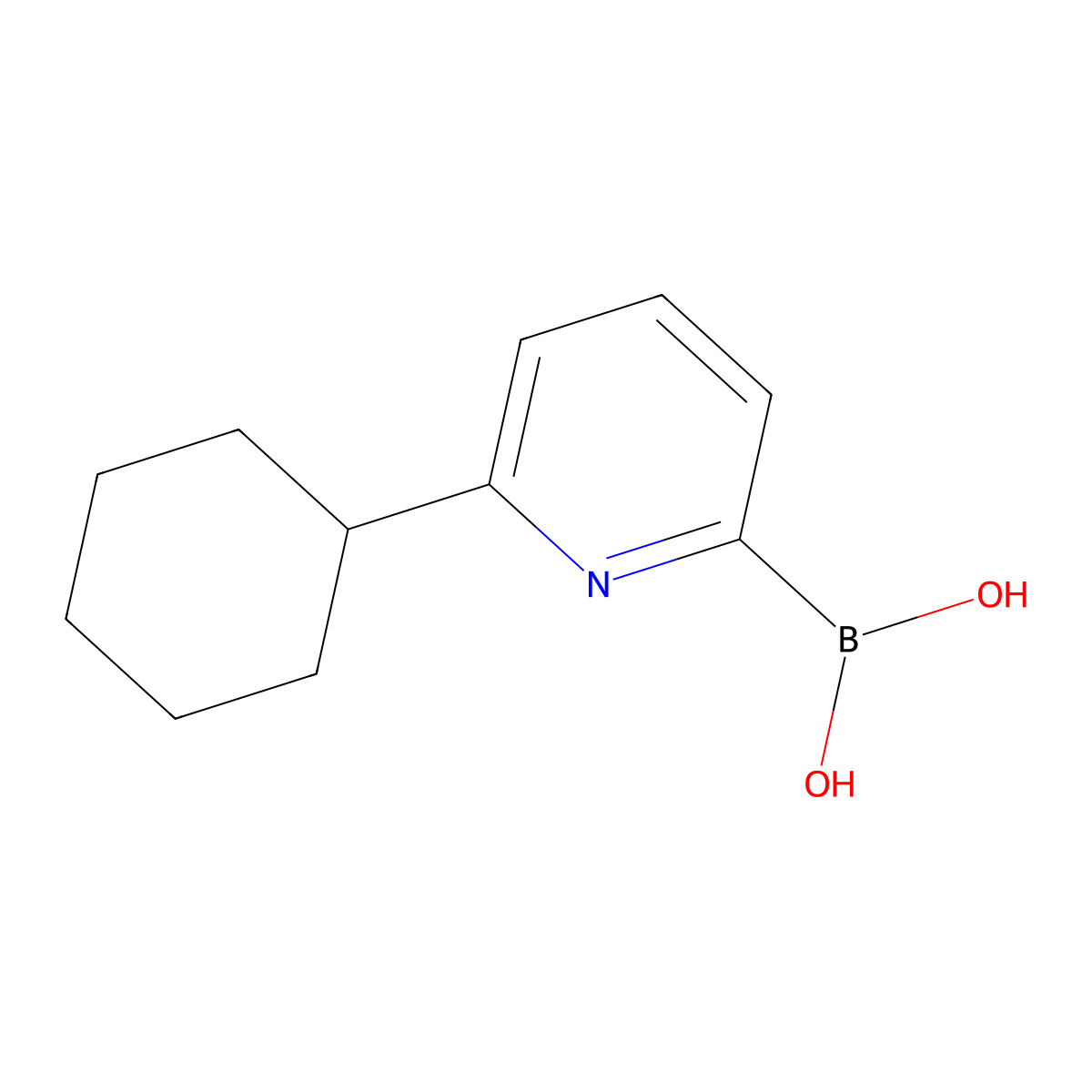 (6-Cyclohexylpyridin-2-yl)boronic acid molecular structure, CAS 1309981-39-2