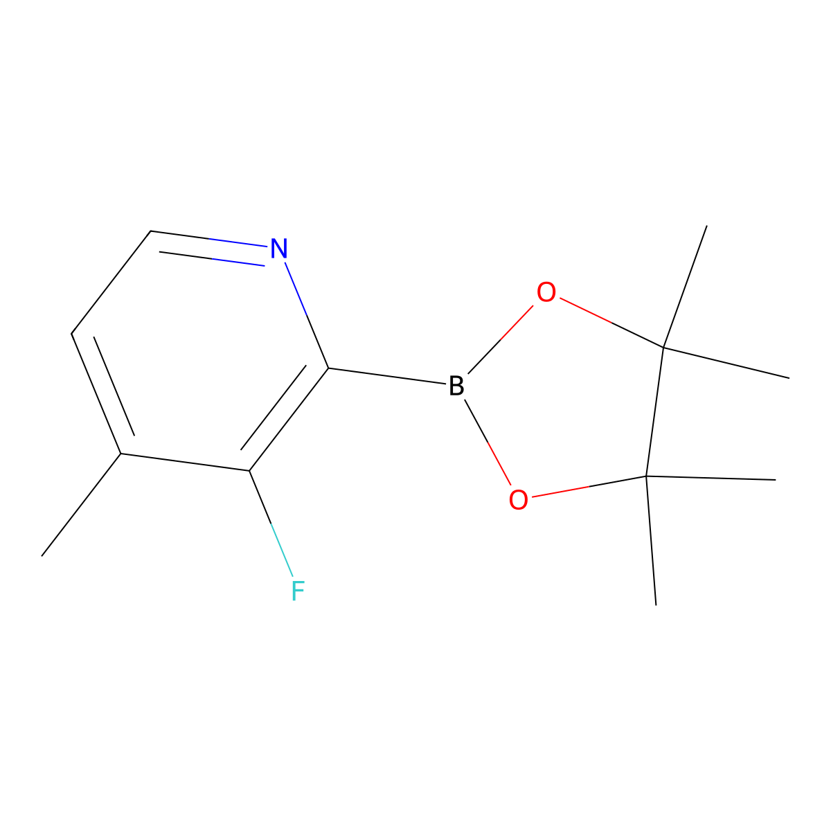 3-Fluoro-4-methyl-2-(4,4,5,5-tetramethyl-1,3,2-dioxaborolan-2-yl)pyridine molecular structure, CAS 1309981-40-5