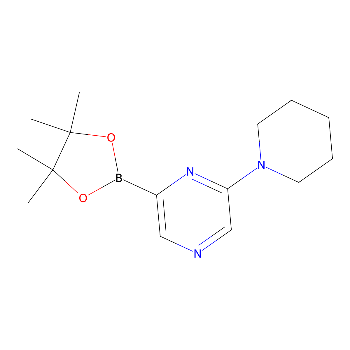 2-(Piperidin-1-YL)-6-(4,4,5,5-tetramethyl-1,3,2-dioxaborolan-2-YL)pyrazine molecular structure, CAS 1309981-53-0
