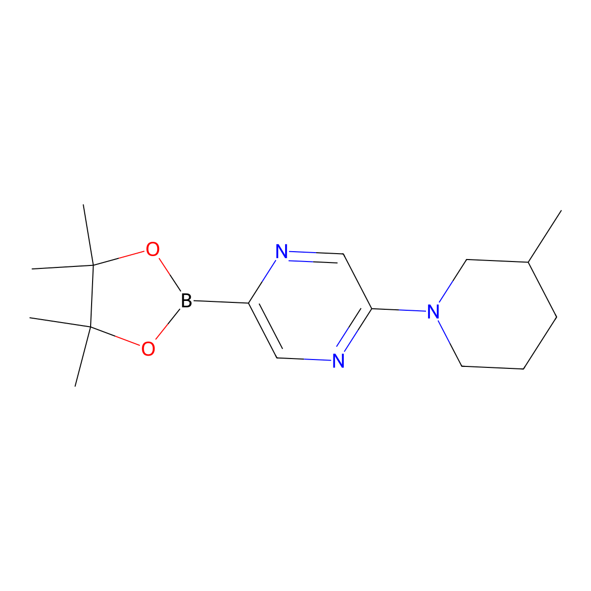 2-(3-Methylpiperidin-1-YL)-5-(4,4,5,5-tetramethyl-1,3,2-dioxaborolan-2-YL)pyrazine molecular structure, CAS 1309981-63-2